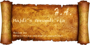 Hajós Annamária névjegykártya
